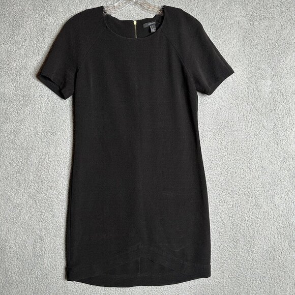 Forever 21 Shift Dress Womens Size Small Black Back Zip Short Sleeve Casual - Picture 1 of 10
